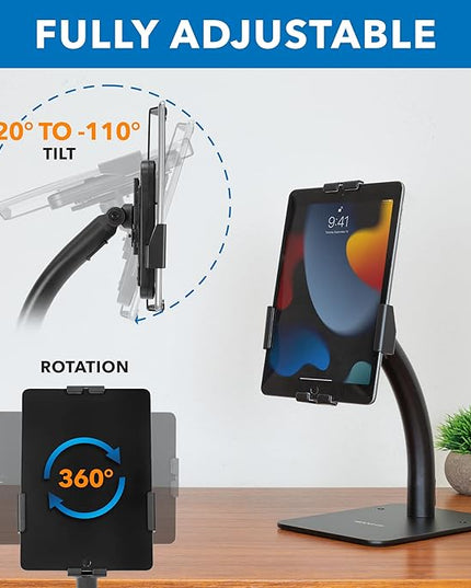 Mount-It! Anti-Theft Tablet Kiosk Countertop Stand | Universal Fit Retail Tablet Stand Compatible with 7.9" to 11" iPad and Samsung Tablets | Retail Kiosk, Black