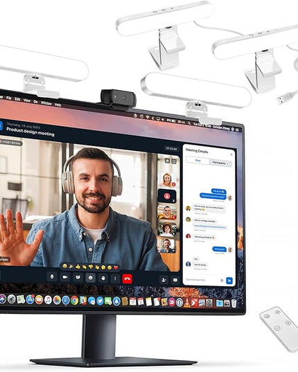 yAyusi Dual-lamp Video Conference Lighting, LED Streaming Light with Remote and Touch Control, Zoom Lighting for Computer,Webcam Laptop Monitor Ring Light for Video Calls/Zoom Meetings/Video Recording