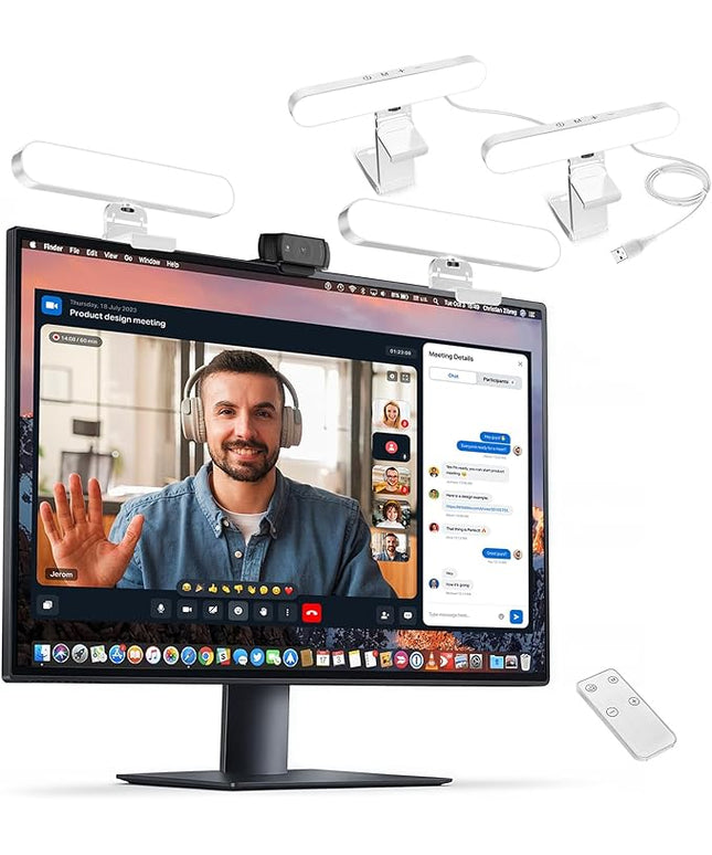 yAyusi Dual-lamp Video Conference Lighting, LED Streaming Light with Remote and Touch Control, Zoom Lighting for Computer,Webcam Laptop Monitor Ring Light for Video Calls/Zoom Meetings/Video Recording