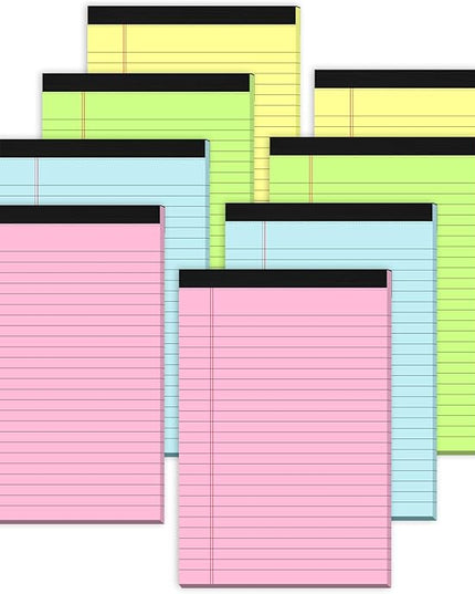 Note Pads 5x8 Colored Legal Pads, 8 Pack Mini Legal Pads 5x8 College Ruled, Pink Notebook Paper Lined Note Paper, Colored Notepads 5 x 8 Pastel Notepad, Small Writing Pads Paper 5x7, 30 Sheets Each