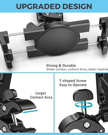 KDD Spin Bike Tablet Holder Mount, Phone iPad Holder Stand Exercise Bike Handlebar Mount for Stationary Bicycle, Treadmill, Microphone Stand, Fit for iPad Pro 12.9, Galaxy Tabs, iPhone(4.7-13”)