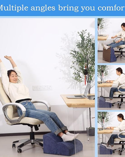 Foot Rest for Under Desk at Work.Multifunctional 3-Tier Foot Stool,with Washable Footrest.for Under Desk,Office Chair Gaming Chair & Sofa,Leg Elevation Pillow,Supports Posture-Light Blue