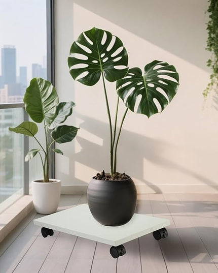 PATIKIL 9x16in PC Stand, Computer Tower Stand Wood CPU PC Holder Under Desk Mobile Cart 4 Caster Wheel for Floor Carpet Tower ATX Case Printer Potted Planter UPS Power Station, White
