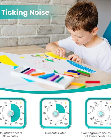 InfPokid Visual Timer for Kids with Pause Function, 60 Minute Countdown Timer for Kids Desk Study, Teaching, Kitchen Cooking, Office Meetings, Time Management for ADHD (Green)