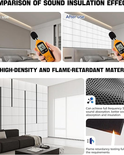 10Pack Large Self-Adhesive Soundproof Wall Panels, 15.7 x 15.7 x 0.4in Sound Proof Foam Panels for Walls, 0.9lb/ft³ High Density,Acoustic Panels, Sound Dampening Panels White