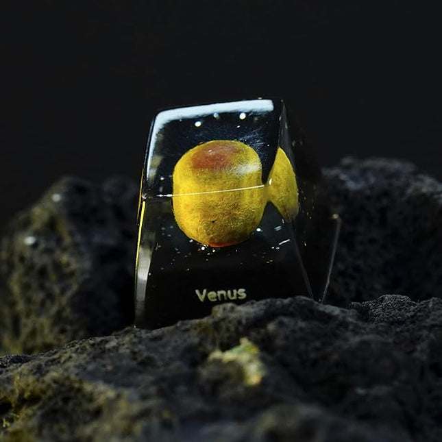 Venus Planet Artisan Keycap R1 SA Profile Custom Solar System Planets Keycaps 1U ESC Handmade Resin Gaming Galaxy Key Cap Cherry MX Switch Compatible Mechanical Keyboard Space Lover Gift
