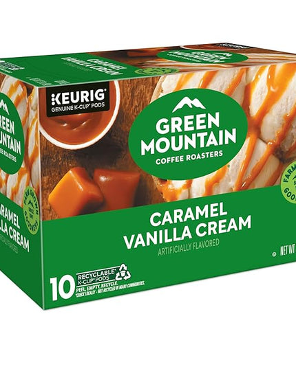 Green Mountain Coffee Roasters Caramel Vanilla Cream, Keurig Single Serve K-Cup Pods, Light Roast Coffee, 60 Count, (6 Packs of 10)
