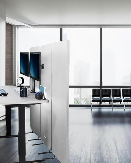 VIVO Freestanding 72 x 56 inch Privacy Panel, Cubicle Divider, Acoustic Wall Partition, x3 24 inch Panels, Gray, PP-3-S072G