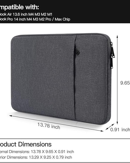 Laptop Sleeve Case for 2025 MacBook Pro 14 inch M4 M3 M2 Pro/Max A3112 A3185 A3401 A2779 A2918 A2992, Compatible with MacBook Air 13.6 inch M2 M3 M4 A2681 A3113 A3240 Water-Resistant Bag -Space Gray