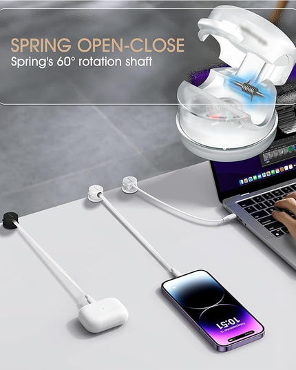 9 Pack Spring Cord Organizer Cable Clips [Locking Cable Rotatable], 2025 Latest Nearockle Phone Charging Cord Holder Cable Management for Car, Nightstand, Office Desk Accessories (Multi)