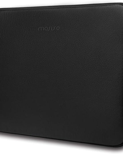MOSISO Laptop Sleeve Bag 13.3 inch Compatible with MacBook Air/Pro, 13-13.3 inch Notebook, Compatible with MacBook Pro 14 2025-2021 M4 M3 M2 M1, PU Leather Padded Bag Waterproof Case, Black