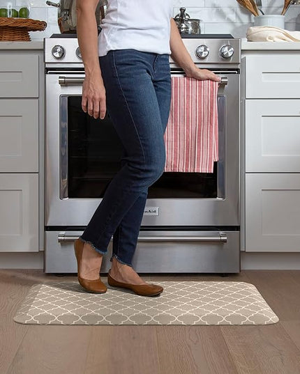 GelPro Anti-Fatigue Designer Comfort Kitchen Floor Mat, 20x32, Trellis Khaki Stain Resistant Surface with 3/4” Thick Ergo-Foam Core for Health and Wellness
