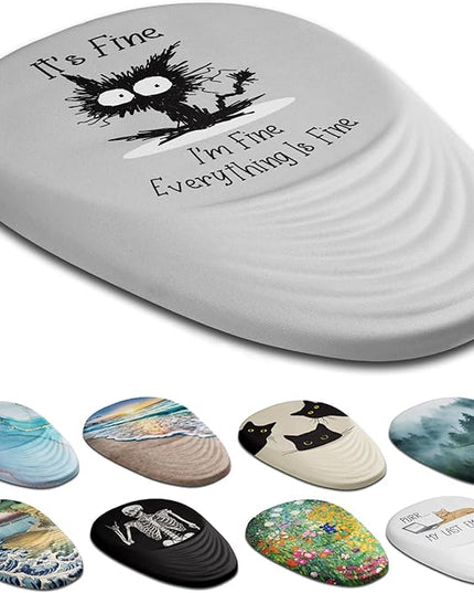 Mouse Pad, Ergonomic Mouse Pad with Wrist Rest Support and Non-Slip PU Base, Desktop Mousepad for Pain Relief, Computer, Office & Home, Grey Cat I'm Fine