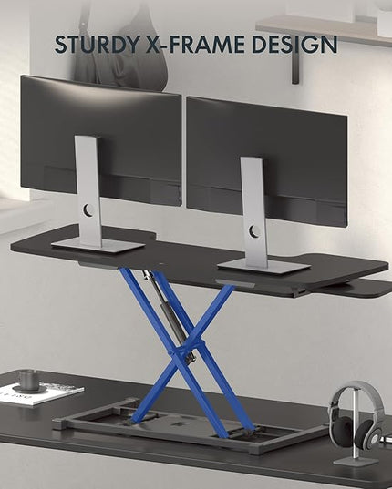 FLEXISPOT 40" Wide Standing Desk Converter Sit to Stand up Riser Height Adjustable Computer Workstation with Spacious 2-Tier Desktop, Black