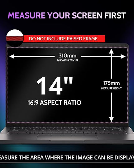 Peslv 360° 4 Way Laptop Privacy Screen for 14 Inch 16:9 Aspect Ratio Computer Monitor, Anti Glare Blue Light Spy Filter Private Cover, Bubble-Free Black Security Protector