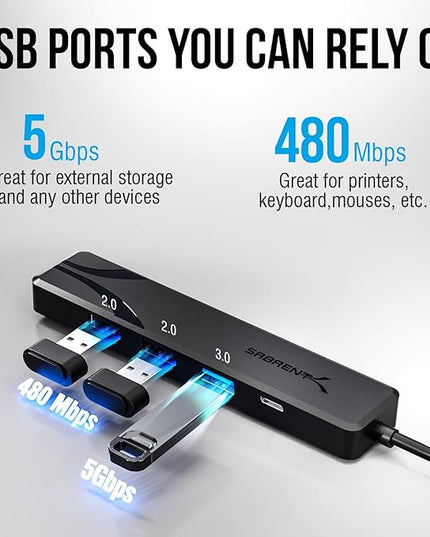 SABRENT USB C Hub, USB C to HDMI 4K@60Hz, Type C Hub Multiport Adapter, 100W Power Delivery, Compatible with MacBook, Laptop (HB-TC5P)