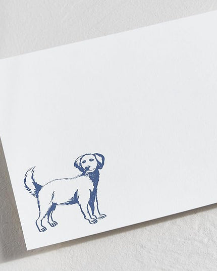 Minted Best Friend Stationery Set, Set of 10, Flat Note Cards & Envelopes for Invitiations and Handwritten Thank You Messages, Blue Dog Illustration, Gifts for Men & Women, Pet Lovers, Luxurious Paper