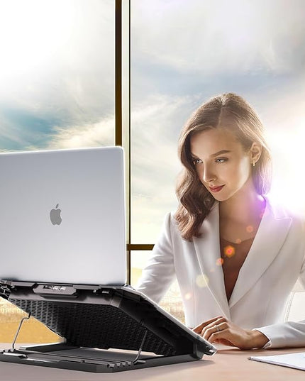 ICE COOREL Laptop Cooling Pad with 8 Cooling Fans, Cooling Pad for Laptop Fan 13-15.6 Inch, Laptop Cooler Stand with 6 Height Adjustable, Notebook Cooler Pad with Two USB Port [2025 Version]