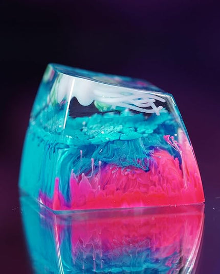 Jellyfish Artisan Keycap Blue and Pink Ocean Coral R1 SA Profile Custom Sea Creature Keycaps 1U ESC Handmade Gaming Resin Key Cap Cherry MX Switch Compatible Mechanical Keyboard Jellyfish Lover Gift