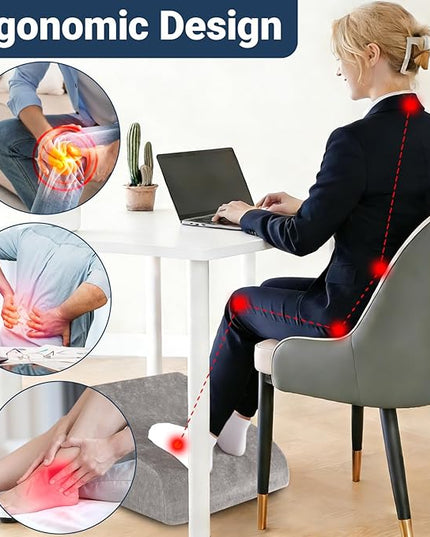 Foot Rest for Under Desk at Work, Ergonomic Under Desk Footrest with Washable Cover for Office, Home & Gaming Leg Elevation Pillow Dark Gray
