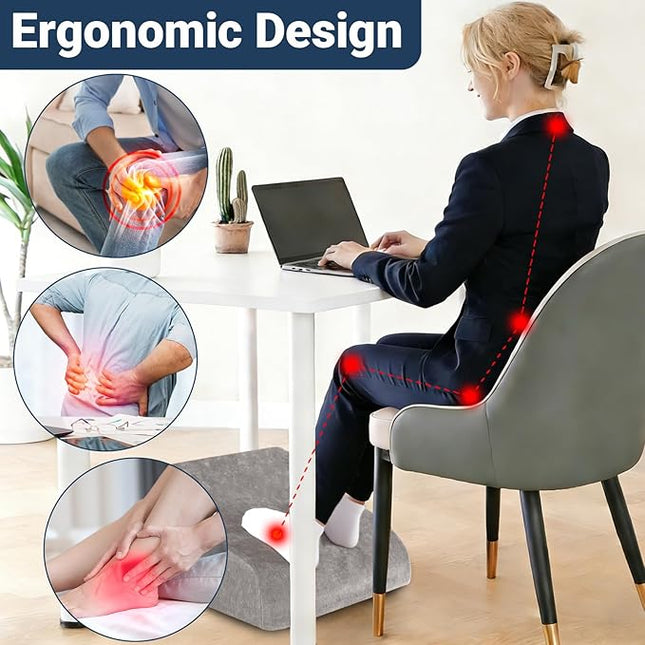 Foot Rest for Under Desk at Work, Ergonomic Under Desk Footrest with Washable Cover for Office, Home & Gaming Leg Elevation Pillow Dark Gray