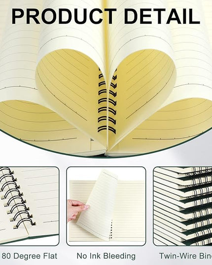 Yahenda Spiral Notebook Bulk A5 Journal Lined 8.3'' x 5.5'' Writing Composition Paper Small Notepad Subject Notebook for Students Office Business Back to School Supplies(Deep Green,18 Pcs)