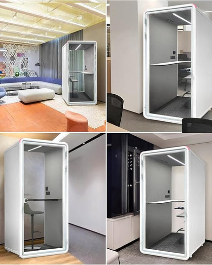 Soundproof Office Pod Booth, Quiet Meeting Pod with Acoustic Panels, Portable Modular Pod, Privacy Booth for Private Phone Calling, Single Person Workspace with Sound Isolation H92in W43in D40in