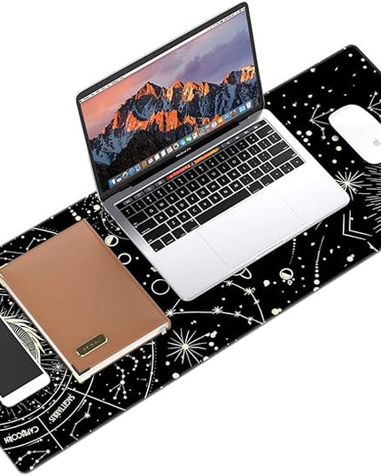 Galdas Gaming Mouse Pad XXL XL Large Long Extended Big Mousepad Non-Slip Rubber Keyboard Desk Pad with Stitched Edges for Laptop Home Office (31.5x11.8x0.08 Inch) … (Black Moon)