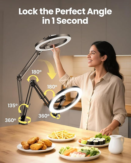 Ring Light Overhead Camera Phone Mount for Desk, Evershop 10” Selfie Light with Stand Tripod for iPhone, Light with Phone Holder for Video Recording,Zoom Meeting,Live Streaming Tiktok,YouTube (2 Pack)
