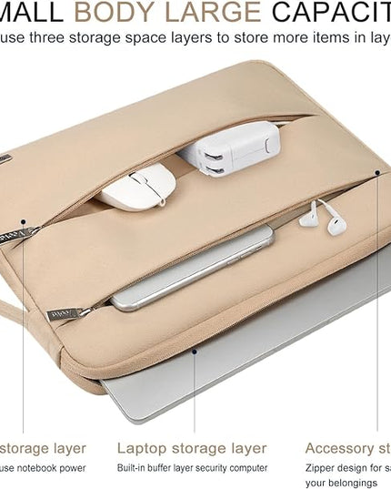Voova 15.6 16 Inch Laptop Sleeve Case Compatible with MacBook Pro 16 M1/M2/M3/M4 Max 2019-2025, 15.6-16” Hp Lenovo Acer Asus, Waterproof Slim Computer Bag Cover with Handle, Apricot