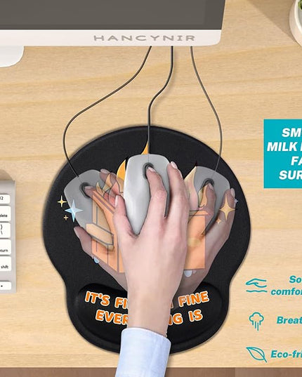 Cute Funny Ergonomic Mouse Pad with Wrist Support, Dumpster on Fire Gel Mouse Pads Wrist Rest, Comfortable Pain Relief Mousepad with Non-Slip PU Base for Gaming Work Desk Accessories Office Decor
