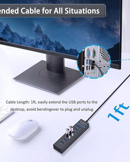 Upgraded USB Hub 3.0, VIENON 7-Port USB Extender Splitter for Laptop, PC, MacBook, Mac Pro, Mac mini, iMac, Surface Pro and More USB Devices