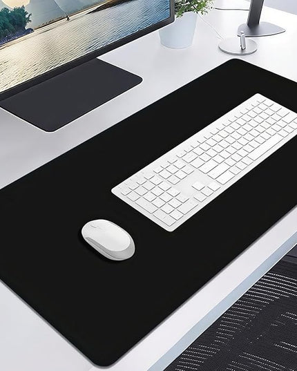 Large Mouse Pad for Desk, XXL Non-Slip Long Extended Gaming Mouse Mat Protector with Waterproof Rubber Base Stitched Edges for Office, Computer, Keyboard, Laptop and Home (Pure Black)