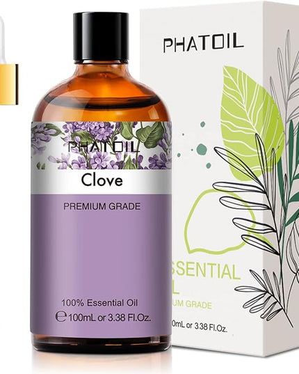 PHATOIL 3.38Fl.Oz Clove Essential Oil, for Aromatherapy Diffusers with Glass Dropper, Humidifiers, Great for DIY Candle and Soap Making, Gift for Friend