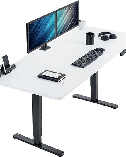 VIVO Electric 71 x 30 in Dual Motor Sit Stand Desk, Memory Height Adjustment, 2B Series, White Top Black Frame, DESK-KIT-2B7W