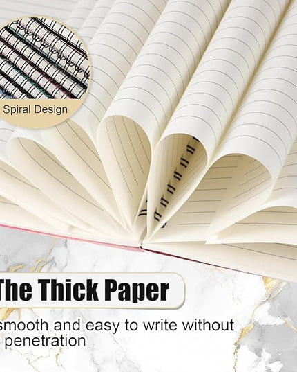 Fuutreo 12 Pcs Spiral Notebook for Work A5 8.3 x 5.7 Inch College Ruled Spiral Journal Notebook Kraft Cover Ruled Paper, 12 Color, 60 Sheets, 120 Pages for Office School(Marble Pattern)