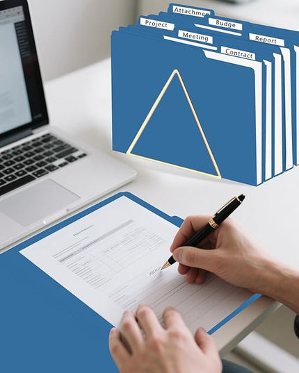 File Folder, HERKKA 30 Pack 1/3 Cut Tab File Folders, File Folders Great for Organizing and Filing, Letter Size, Navy