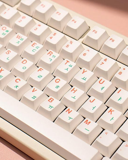 mintcaps Keycaps, 144Keys Dye-Sublimation PBT Keycaps Beige Korean Cherry Profile Keycap for 65% 70% 75% 100% Gateron Cherry Mx Switches Mechanical Keyboard