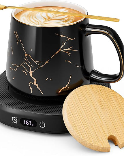Coffee Mug Warmer & Luxury Marbling Mug Set, Electric Cup Warmer with Auto Shut Off, 4 Temperature Setting Smart Beverage Warmer, 8-Hours Auto Shut Off (Luxury Marbling Mug)