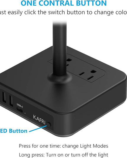 KAFRI RGB Headphone Stand with USB A&C Charger Desk Gaming Headset Holder Hanger Rack with 3 USB Charging Port and 2 Outlet - Suitable for Gamer Desktop Table Game Earphone Accessories Boyfriend Gifts