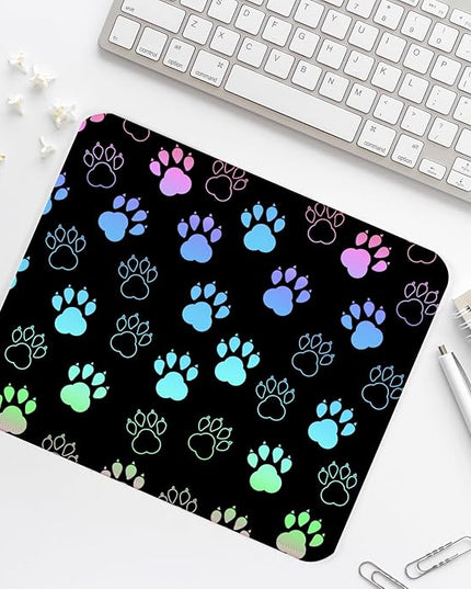 Dog Paw Square Mouse Pad,Non-Slip Rubber Base Mouse Pad,Home Office Decoration Desktop Accessory,Laptop Mouse Pad for Office Laptops,9.4x7.8x0.12inch 3