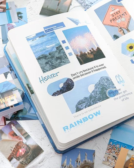 6 Sets 300 Pcs Washi Stickers Book for Journaling, Daily Scenery Life Stuff Travel Sricker Vintage Aesthetic Fashion Scrapbook Stickers Set for Bullet Journal Art Diary Craft Gifts Planner Notebook