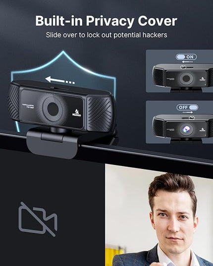 NexiGo 1080P 60FPS Webcam with Software Control and Microphone, AutoFocus, w/Privacy Cover, N680P Pro Computer Web Camera for Skype Zoom Teams, Mac PC Laptop Desktop