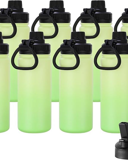 DOMICARE 16 oz Water Bottle Stainless Steel Double Wall Vacuum Insulated Water Bottle with Straw lids & Spout Lid, Leakproof