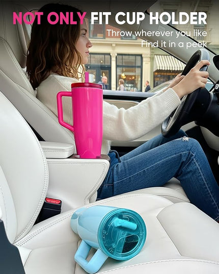 KISSKIND 40 oz Lumispin Tumbler with Handle and Hidden Straw, 100% Leak Proof Water Cup with Handle, Insulated Water Bottle for Travel, Mom, Nurse, Teacher, Student, Neon Pink
