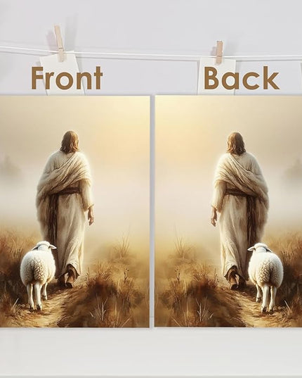Christian Jesus and Lamb Spiral Journal Notebook 5.5x8.3in, Religious Prayer Journal for Woman, Jesus Leaves the 99 Sheep Notebooks for Note Taking, Christian Church Hardcover Notebook