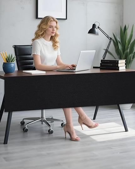 Under Desk Privacy Panel 62 x 15 Inch Self-Adhesive Modesty Panel Table Skirts Privacy Divider for Office Desk Home Studio or Standing Workstation, Easy to Assemble, Black (1-Pack)