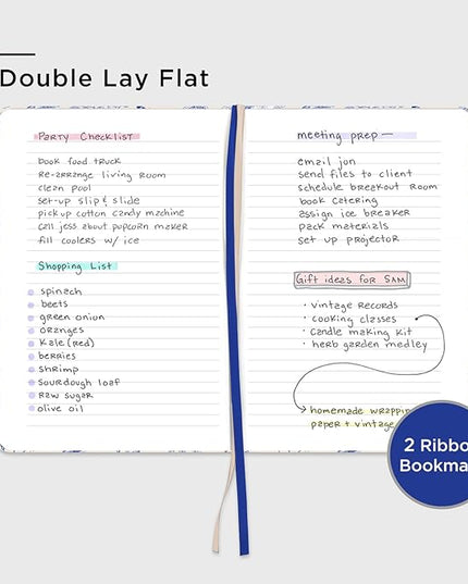 &And Per Se Lined Journal Notebook, 160 Pages, A5 5.7 x 8 inches College Ruled Thick Paper Notebook Journals for Writing, Hardcover Notebooks for Women Men Office School (Blue Flowers)