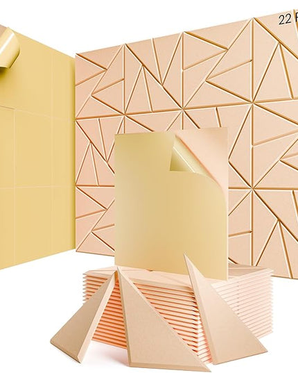 22 Pack Acoustic Panels with Self-Adhesive, 12"X 12"X 0.4"Sound Proof Foam Panels, Sound Panels High Density, Soundproof Wall Panels for Home Studio Office Apricot Pink