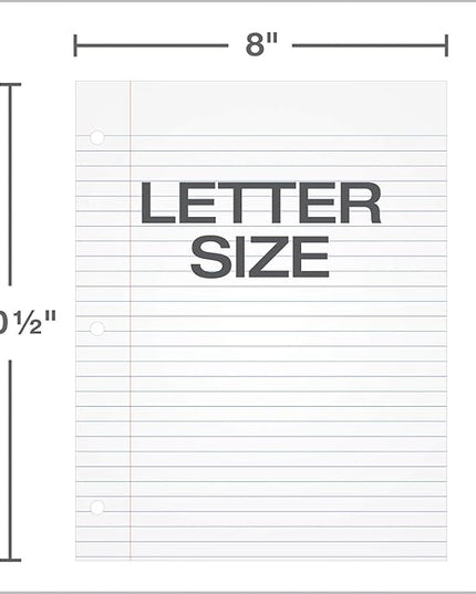Oxford Filler Paper, 8 x 10-1/2 Inch Wide Ruled Paper, 3 Hole Punch, Loose Leaf Notebook Paper for 3 Ring Binders, 500 sheets (62330), white